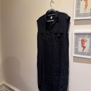 Black Sleeveless Shirt Dress